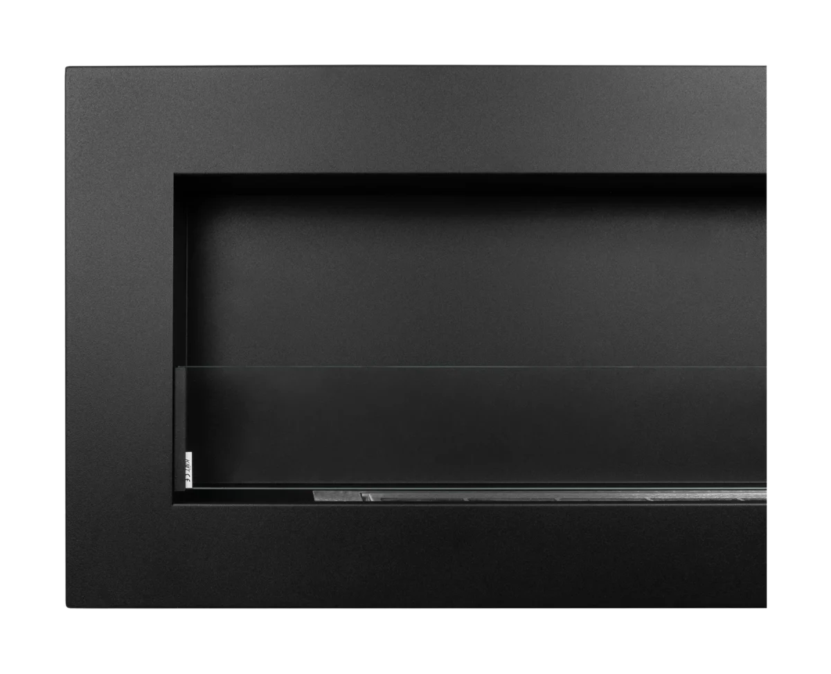 Biokamin Box 900x400 schwarz matt mit ÖFFNENDEM Glas
