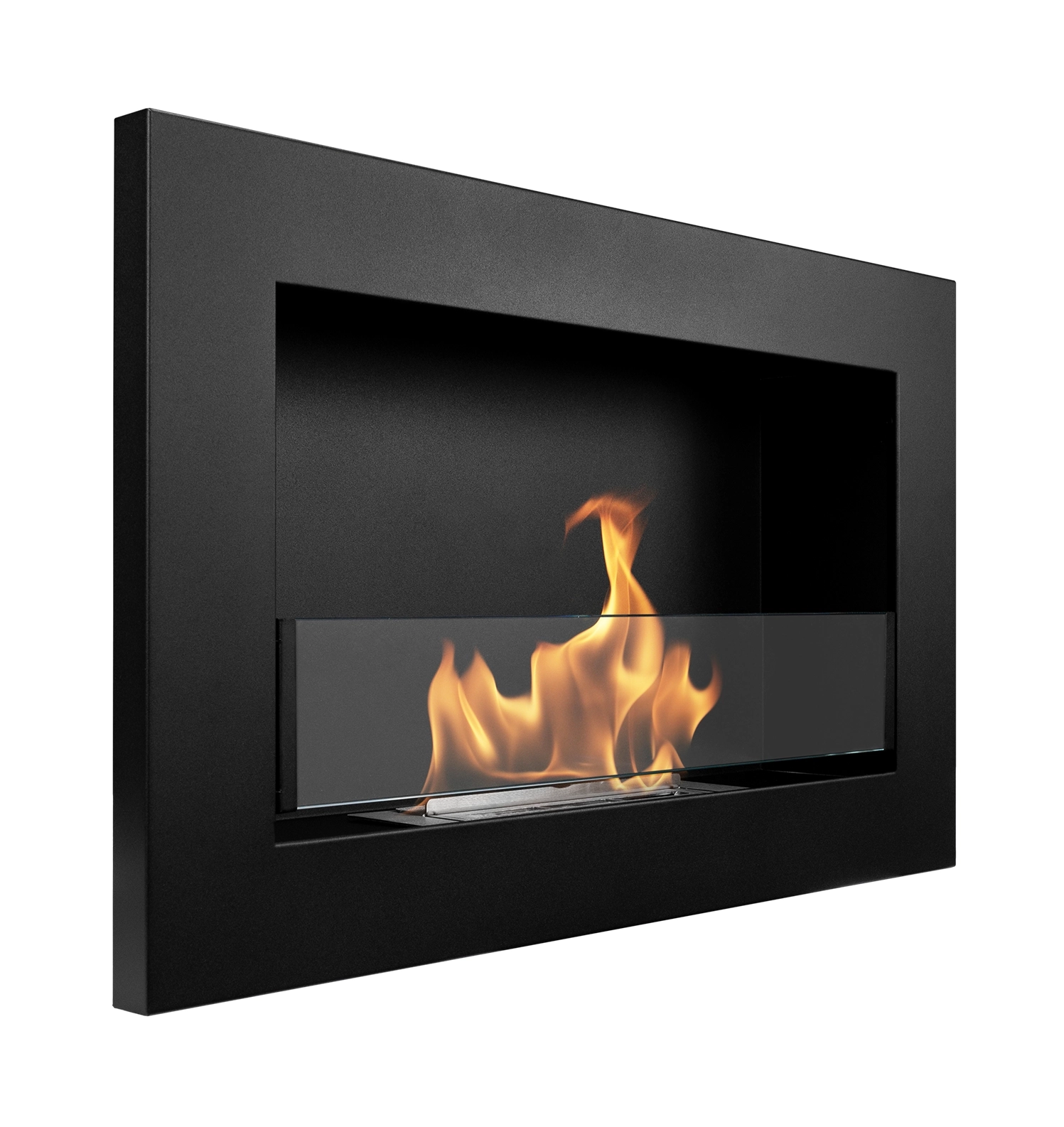 5449 Biokamin 650x400 Slim Schwarz mit ÖFFNENDEM Glas