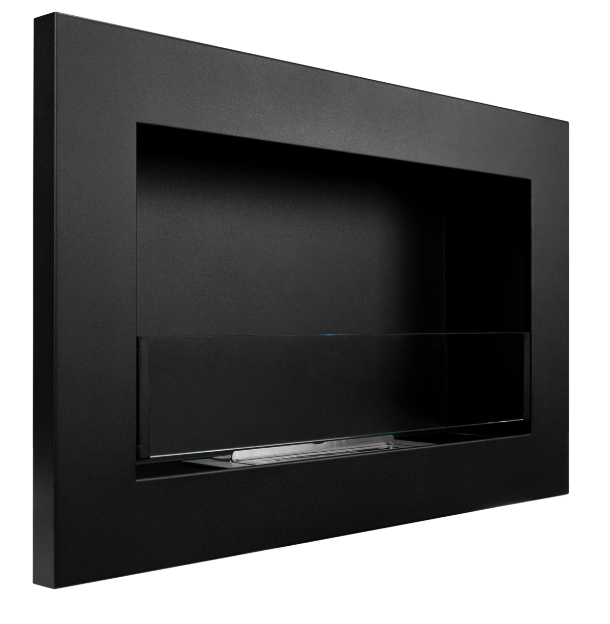 5457 Biokamin 650x400 Slim Schwarz mit ÖFFNENDEM Glas