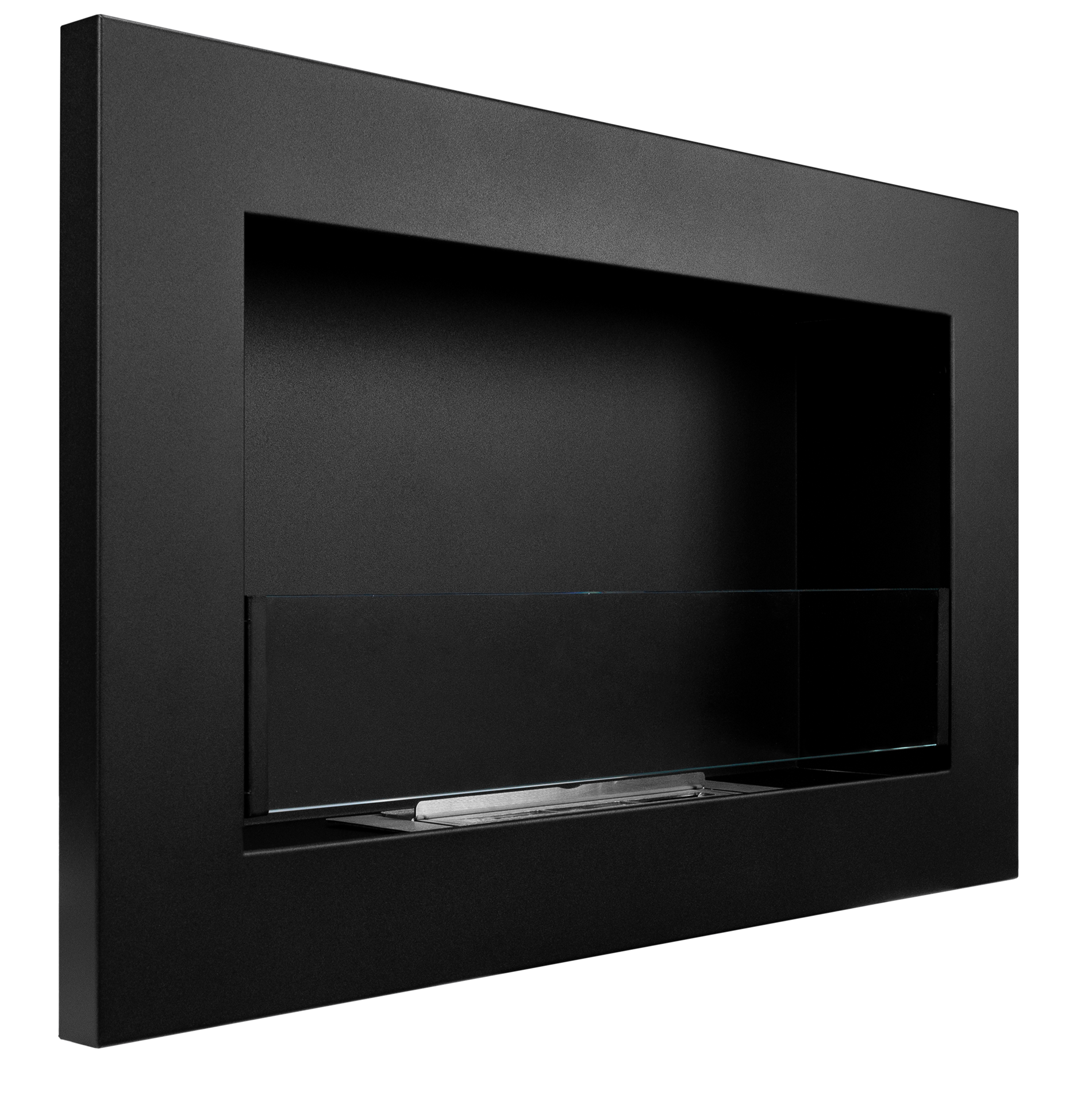 5457 Biokamin 650x400 Slim Schwarz mit ÖFFNENDEM Glas
