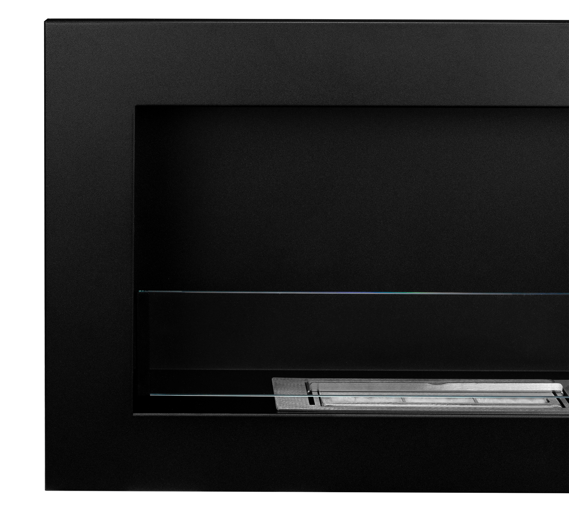 5458 Biokamin 650x400 Slim Schwarz mit ÖFFNENDEM Glas