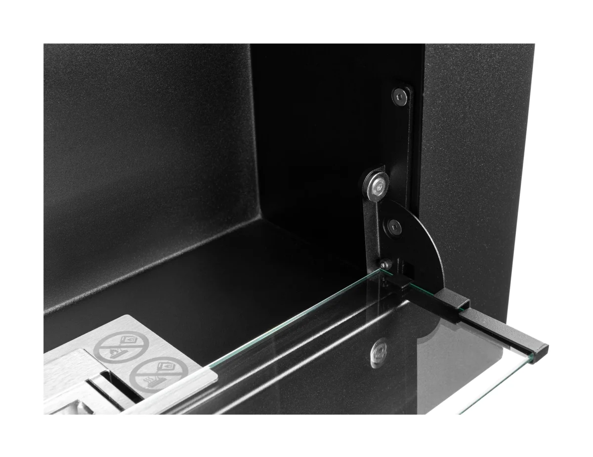 5470 Biokamin 650x400 Slim Schwarz mit ÖFFNENDEM Glas