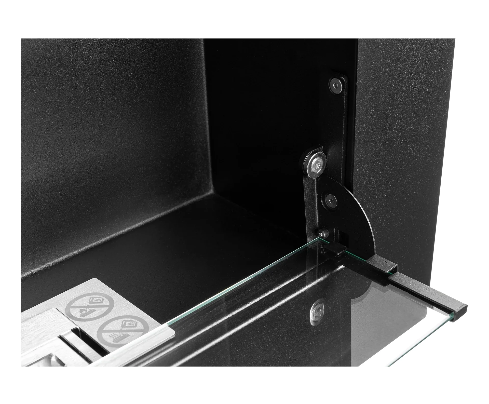 5470 Biokamin 650x400 Slim Schwarz mit ÖFFNENDEM Glas