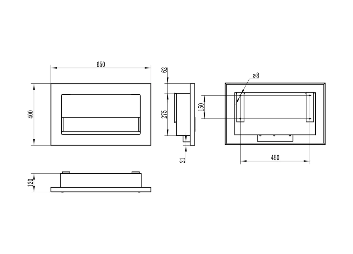 5472-1 Biokamin 650x400 Slim Schwarz mit ÖFFNENDEM Glas