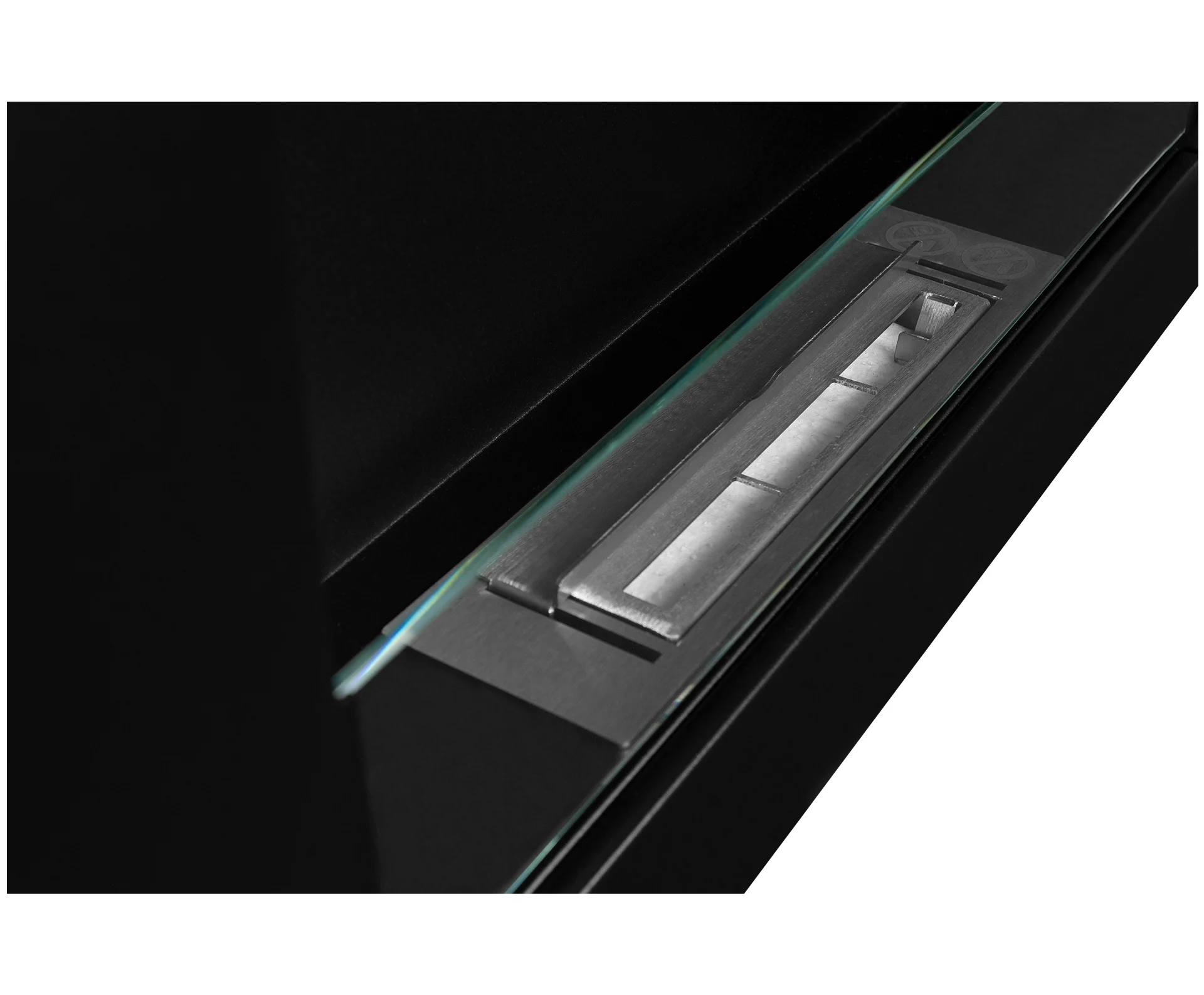 BIOKAMIN BOX 650X400 schwarz matt mit ÖFFNENDEM Glas