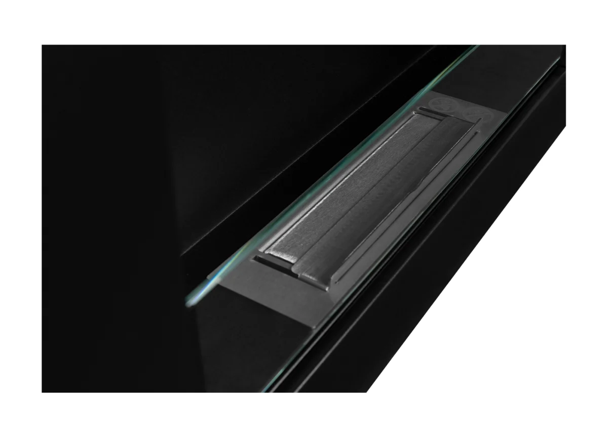 BIOKAMIN BOX 650X400 schwarz matt mit ÖFFNENDEM Glas