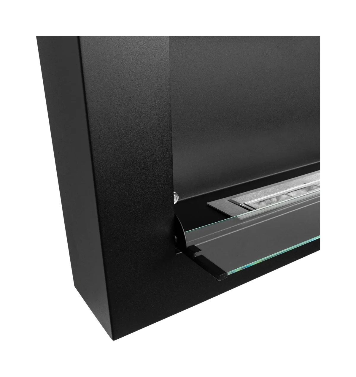BIOKAMIN BOX 650X400 schwarz matt mit ÖFFNENDEM Glas