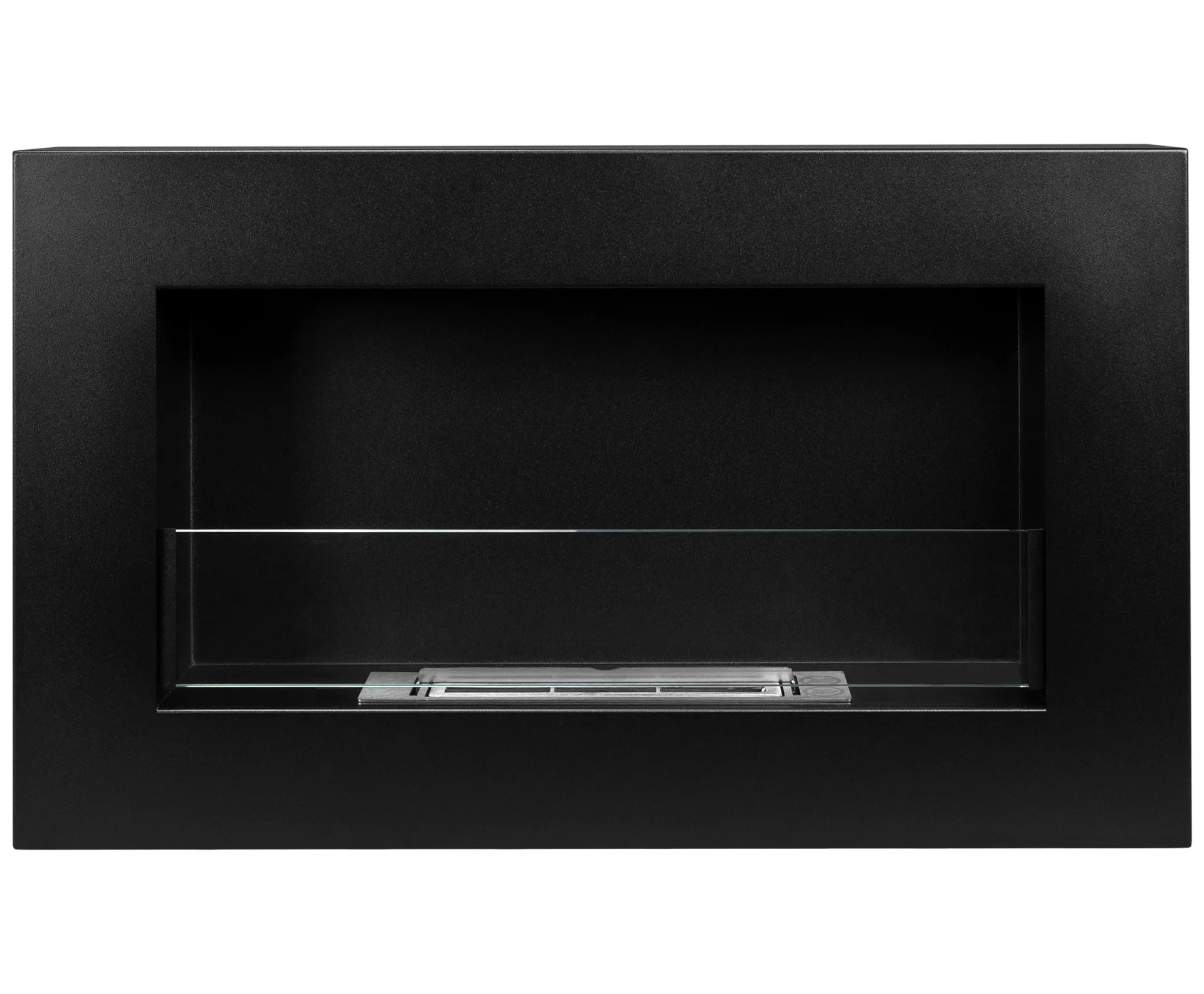 BIOKAMIN BOX 650X400 schwarz matt mit ÖFFNENDEM Glas