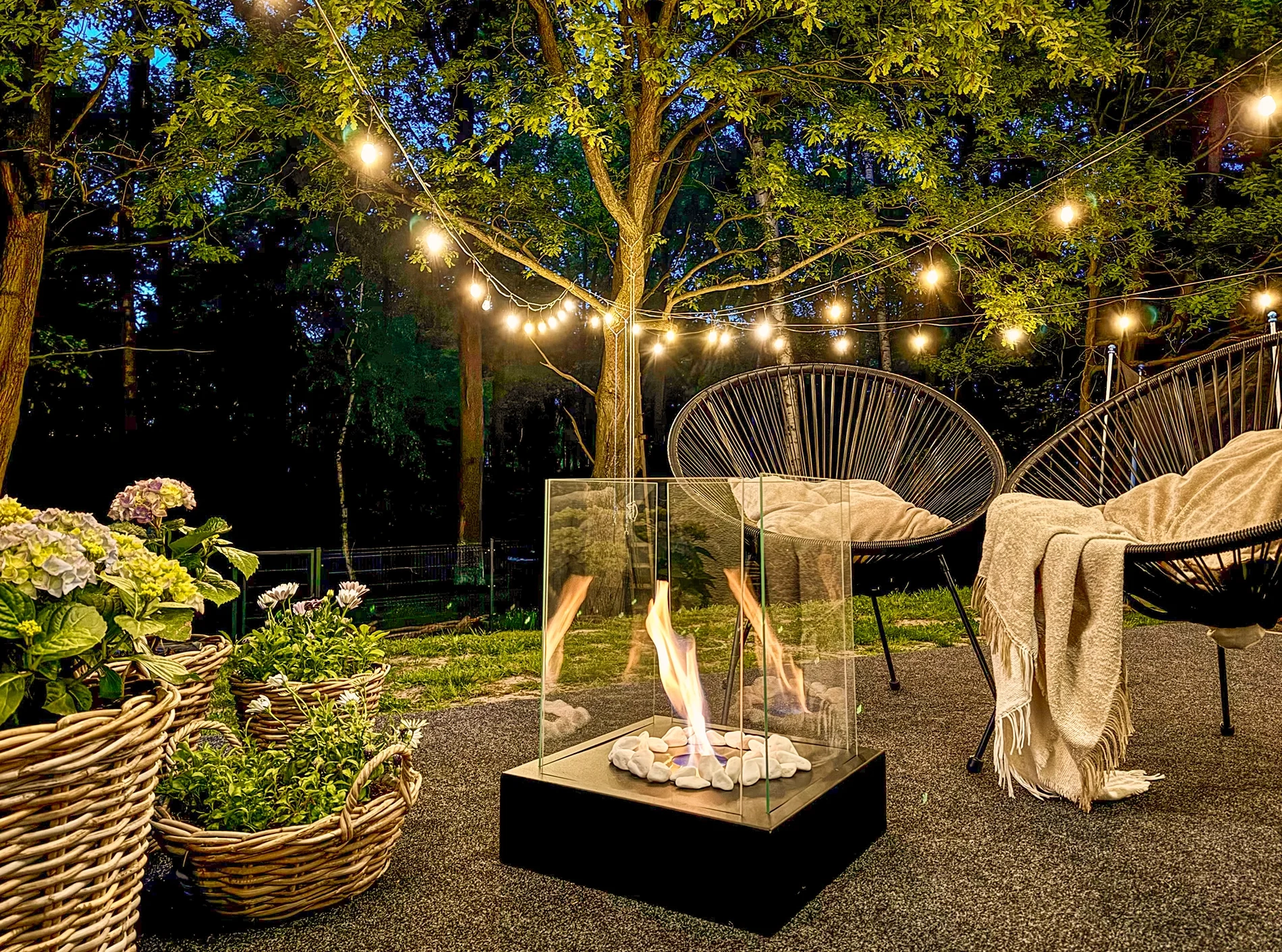 5522 Freistehender Bio-Kamin Sunset Garden Schwarz