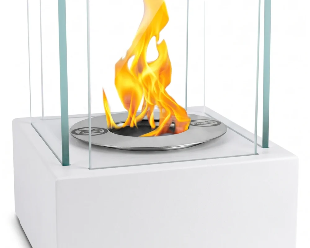 Bioethanol-Standkamin SMART – Weiss strukturiert