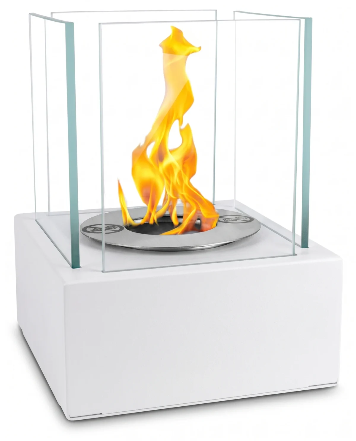 Bioethanol-Standkamin SMART – Weiss strukturiert