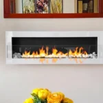 Bioethanol-Wandkamin 1200x400 in Weiss Hochglanz